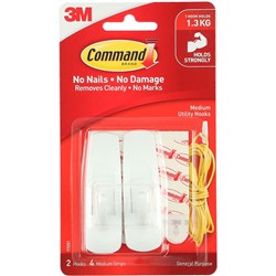 COMMAND GENERAL PURPOSE HOOKS 17001 MEDIUM WHITE PACK OF 2