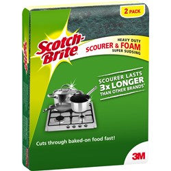 SCOTCH-BRITE HEAVY DUTY SCOURER & FOAM SCRUB PACK OF 2