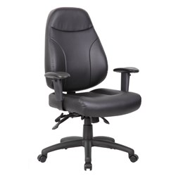 PRESTON EXECUTIVE HIGH BACK CHAIR WITH ARMS PADDED BLACK PU SEAT AND BACK