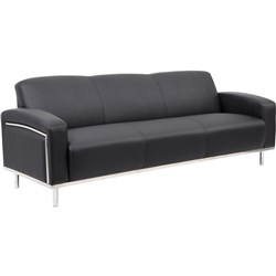 SIENNA LOUNGE 3 SEATER 1800W X 530D X 795MMH CHROME FRAME BLACK PU UPHOLSTERY