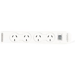 ITALPLAST POWER+ 4 OUTLET POWERBOARD MASTER SWITCH AND OVERLOAD PROTECTION WHITE