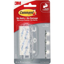 COMMAND 17017CLR CORD ORGANISER CORD CLIPS CLEAR PACK OF 4