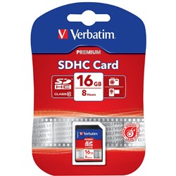 VERBATIM PREMIUM SDHC MEMORY CARD CLASS 10 16GB BLACK