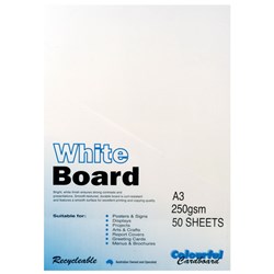 COLOURFUL DAYS WHITEBOARD A3 250GSM WHITE PACK OF 50