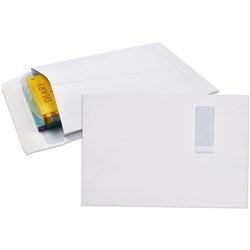 CUMBERLAND WINDOW FACE ENVELOPE 229X340MM STRIP SEAL EXPANDABLE WHITE PACK OF 50