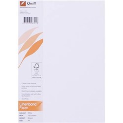 QUILL LINEN PAPER A4 90GSM WHITE PACK OF 100
