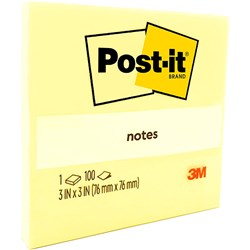 POST-IT 654 NOTES ORIGINAL 76X76MM YELLOW PAD 100 SHEETS