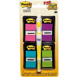 POST-IT 680-PPBGVA FLAGS VALUE PACK 25X43MM BRIGHT COLOURS + HIGHLIGHTER PACK OF 200