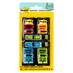 POST-IT 680-SH4VA FLAGS VALUE PACK 25 X 43MM SIGN HERE ASSORTED PACK OF 200