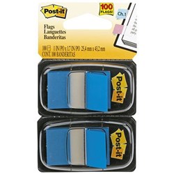 POST-IT 680-BE2 FLAGS TWIN PACK 25X43MM BLUE PACK OF 2