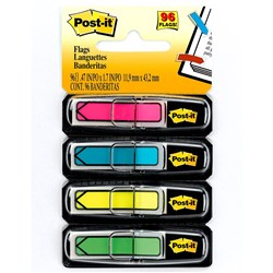 POST-IT 684-ARR4 ARROW FLAGS 12X45MM BRIGHT BLUE GREEN PINK YELLOW PACK OF 96