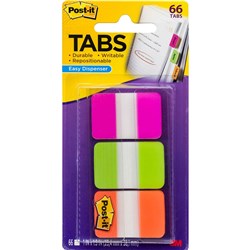 POST-IT 686-PGOB DURABLE TABS 25X38MM PINK GREEN ORANGE PACK OF 66