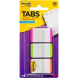 POST-IT 686L-PGO DURABLE TABS 25X38MM WHITE WITH PINK GREEN ORANGE PACK OF 66