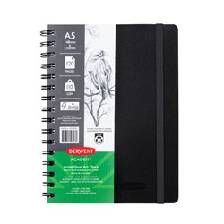 DERWENT ACADEMY VISUAL ART DIARY A5 120 PAGE PORTRAIT BLACK