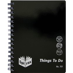 SPIRAX 701 THINGS TO DO NOTEBOOK POLY COVER A5 RULED 96 PAGE SIDE OPEN BLACK
