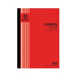 OLYMPIC 603 CARBON BOOK TRIPLICATE FEINT RULED A4 100 LEAF RED