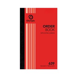 OLYMPIC 639 ORDER BOOK CARBON TRIPLICATE 200 X 125MM 100 LEAF RED