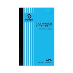 OLYMPIC 624 INVOICE/STATEMENT BOOK CARBON DUPLICATE 200 X 125MM 100 LEAF BLUE