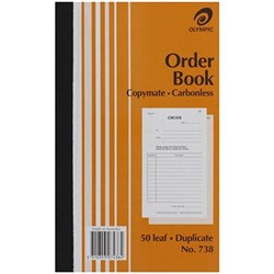 OLYMPIC 738 ORDER BOOK CARBONLESS DUPLICATE 200 X 125MM 50 LEAF ORANGE