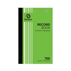 OLYMPIC 705 RECORD BOOK CARBONLESS TRIPLICATE 200 X 125MM 50 LEAF GREEN
