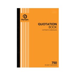 OLYMPIC 750 QUOTATION BOOK CARBONLESS DUPLICATE A4 50 LEAF ORANGE