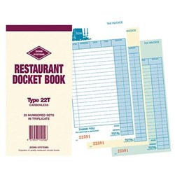 ZIONS CBT DOCKET BOOK TRIPLICATE CARBONLESS 170X100MM 25 SETS