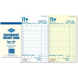 ZIONS 15D DOCKET BOOK CARBONLESS DUPLICATE 165X95MM 50 SETS