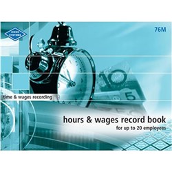ZIONS 76M HOURS & WAGES BOOK UP TO 20 EMPLOYEES 215X285MM