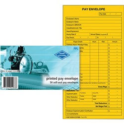 ZIONS PPL ENVELOPES 165X90MM PRINTED PAY SELF SEAL PACK OF 50