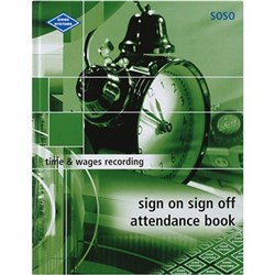 ZIONS SOSO ATTENDANCE BOOK 270X210MM SIGN ON SIGN OFF 264 PAGE