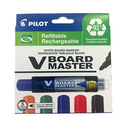 Pilot V Board Master Begreen Whiteboard Marker Bullet 2.3mm Assorted Wallet of 5