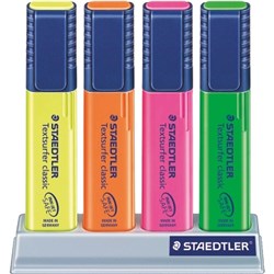 STAEDTLER TEXTSURFER CLASSIC HIGHLIGHTERS CHISEL 1-5MM ASSORTED COLOURS WALLET OF 4