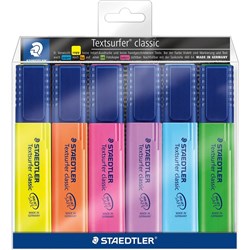 STAEDTLER TEXTSURFER CLASSIC HIGHLIGHTERS CHISEL 1-5MM ASSORTED COLOURS WALLET OF 6