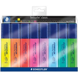 STAEDTLER TEXTSURFER CLASSIC HIGHLIGHTERS CHISEL 1-5MM ASSORTED COLOURS WALLET OF 8