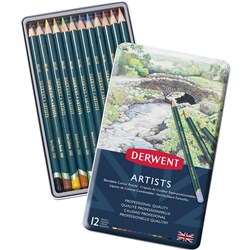 DERWENT ARTISTS PENCILS ASSORTED TIN PACK OF 12