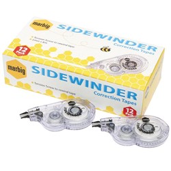 MARBIG SIDEWINDER CORRECTION TAPE 5MM X 8M WHITE PACK OF 12
