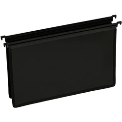 MARBIG SUSPENSION FILES PP WITH LINEN EXPANDING GUSSET FOOLSCAP BLACK PACK OF 5