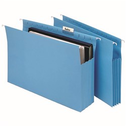 MARBIG EXPANDING SUSPENSION FILES WITH TABS & INSERTS BLUE PACK OF 20