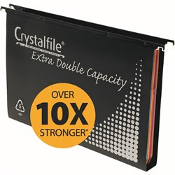 CRYSTALFILE SUSPENSION FILES POLYPROPYLENE DOUBLE CAPACITY BLACK PACK OF 10