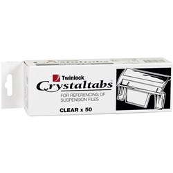 CRYSTALFILE TWINLOCK INDICATOR TABS SQUARE EDGE CLEAR PACK OF 50