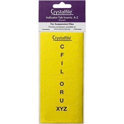 CRYSTALFILE INDICATOR TABS INSERTS A-Z YELLOW PACK OF 60