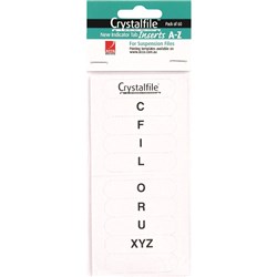 CRYSTALFILE INDICATOR TABS INSERTS A-Z WHITE PACK OF 60