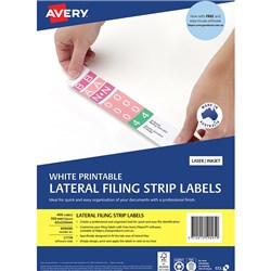 AVERY LATERAL FILING LASER & INKJET LABELS WHITE L7174 42X200MM 400 LABELS 100 SHEETS