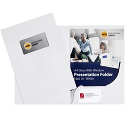 MARBIG PROFESSIONAL SERIES PRESENTATION FOLDERS A4 WINDOW GLOSS PACK OF 10