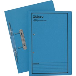 AVERY SPRING TRANSFER FILE FOOLSCAP BLUE WITH BLACK PRINT