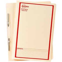 AVERY SPIRAL ACTION FILE FOOLSCAP BUFF WITH RED PRINT