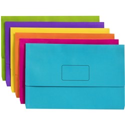 MARBIG SLIMPICK MANILLA DOCUMENT WALLET FOOLSCAP 30MM GUSSET ASSORTED PACK OF 10