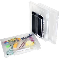 MARBIG PLASTIC CARRY CASE WITH ID LABELS AND LOCKING CLIPS A4 CLEAR