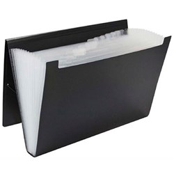 MARBIG POLYPROPYLENE EXPANDING FILE FOOLSCAP 12 POCKET BLACK