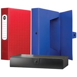 MARBIG POLYPROPYLENE BOX FILE WITH BUTTON A4 WITH 60MM DEPTH BLACK